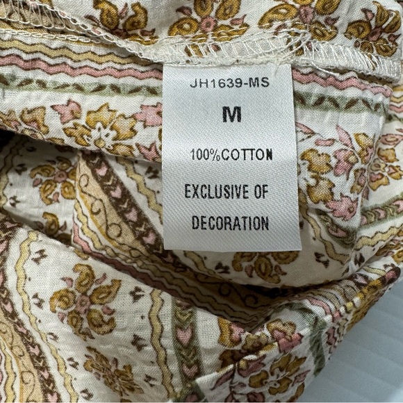 New THML Floral Cottage Short Sleeve Ruffle Cotton Top Size Medium - Picture 8 of 12